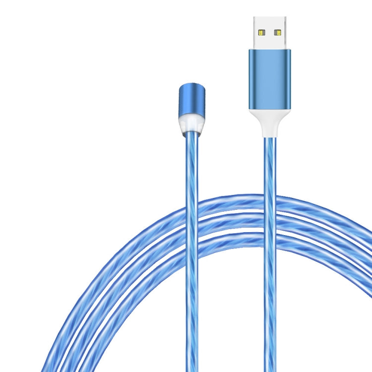 3 en 1 USB vers 8 broches + Type-C / USB-C + Micro USB Absorption magnétique Longueur du câble de charge magnétique : 2 m (lumière bleue)