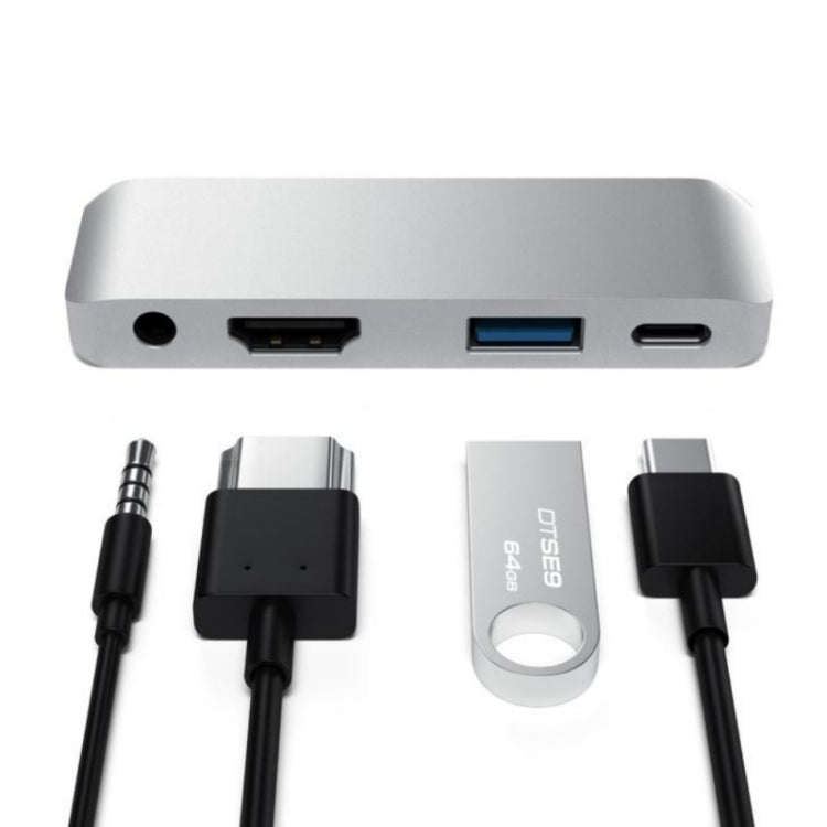 4 in 1 Type-C / USB-C to HDMI + AUX + USB + PD Type-C / USB-C HUB Adapter Multi-function HD Dock