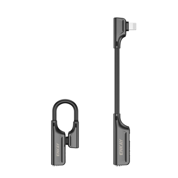 ENKAY ENK-AT103 8 Pin Audio to 3.5mm 8 Pin Charging Interfaces Zinc Alloy Adapter Converter (Dark Grey)