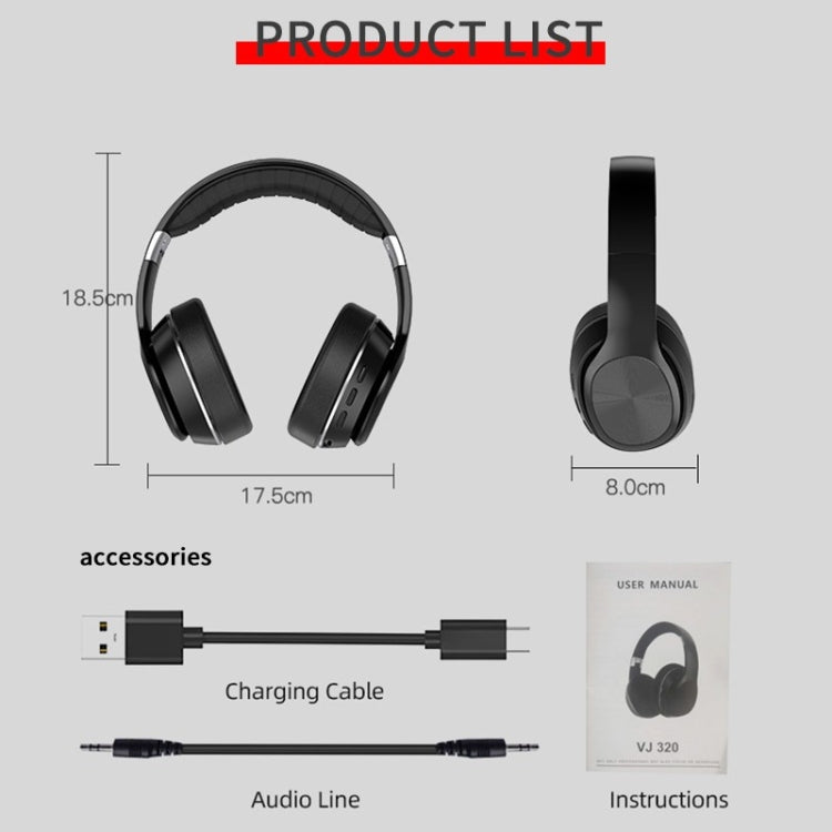 TG VJ320 Bluetooth 5.0 Head-mounted Foldable Wireless Headphones Support TF Card with Microphone (Black)