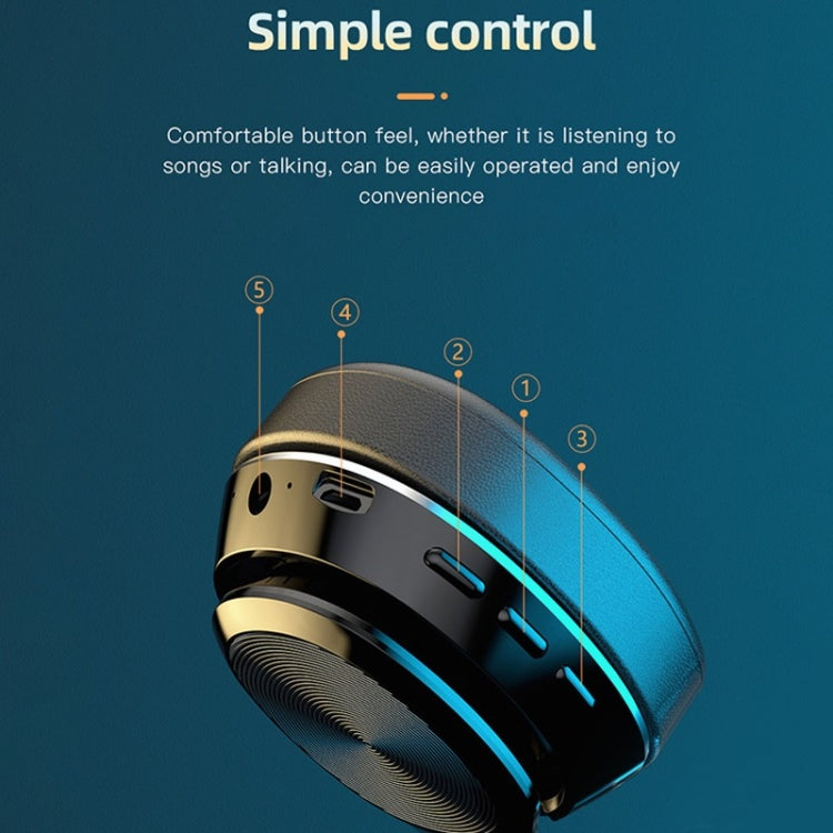 TG VJ320 Bluetooth 5.0 Casque sans fil pliable monté sur la tête Prise en charge de la carte TF avec microphone (Bleu)