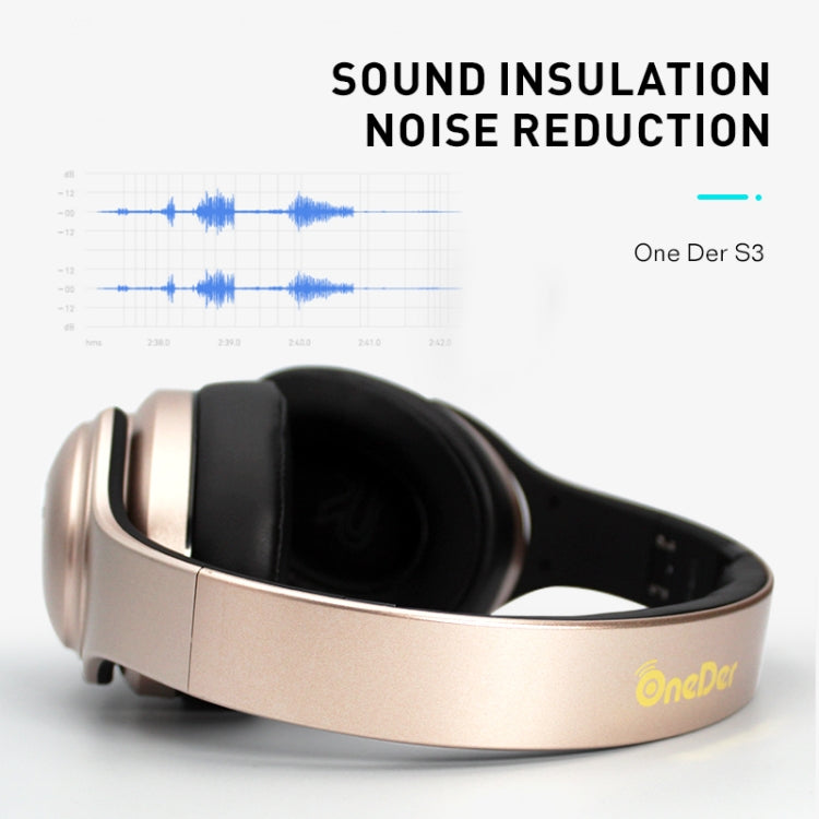 Casque et haut-parleurs OneDer S3 2 en 1 Casque Bluetooth sans fil portable avec suppression du bruit dans l'oreille stéréo (Or)