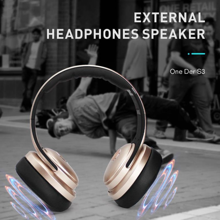 OneDer S3 2 in 1 Headphones and Speakers Portable Wireless Bluetooth Headphones with Noise Canceling in Ear Stereo (Gold)