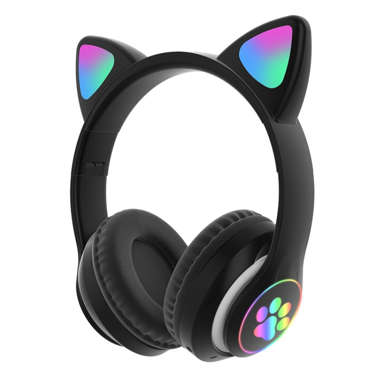 TG TN-28 3.5mm Bluetooth 5.0 Conexión Dual RGB Cat Ear Bass Stereo Auriculares con cancelación de ruido Soporte Tarjeta TF con Micrófono (Negro)