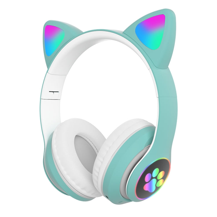 TG TN-28 3.5mm Bluetooth 5.0 Dual Connection RGB Cat Ear Bass Stereo Noise Canceling Headphones Support TF Card with Mic (Green)