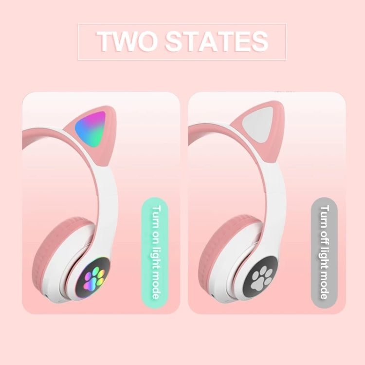 TG TN-28 3.5mm Bluetooth 5.0 Dual Connection RGB Cat Ear Bass Stereo Noise Canceling Headphones Support TF Card with Mic (Blue)