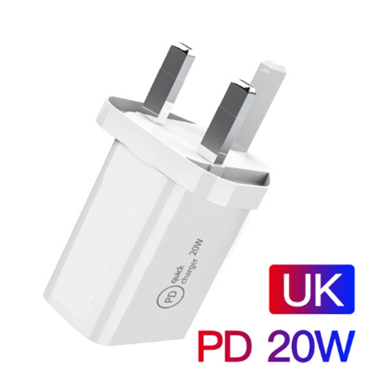 SDC-20W Chargeur de voyage 2 en 1 PD 20W USB-C / Type-C + 3A PD 3.0 USB-C / Type-C vers USB-C / Type-C Jeu de câbles de données à charge rapide Longueur du câble : 1 m Prise britannique
