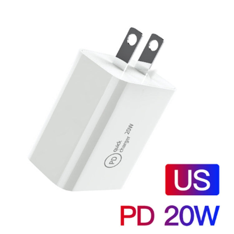 SDC-20W Chargeur de voyage 2 en 1 PD 20W USB-C / Type-C + 3A PD 3.0 USB-C / Type-C vers USB-C / Type-C Jeu de câbles de données à charge rapide Longueur du câble: 2 m Prise US