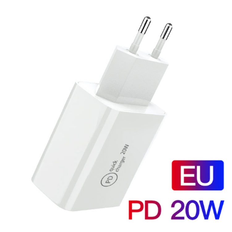 SDC-20W 2 en 1 PD 20W USB-C / Type-C Travel Charger + 3A PD3.0 USB-C / Type-C a 8 Pin Conjunto de Cable de Carga Rápida de Carga Rápida longitud del Cable: 2m EU Enchufe