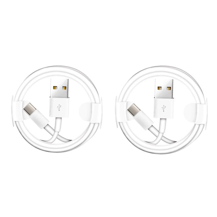 XJ-024 2 PCS USB Male to USB-C / Type-C Male Interface Charging Cable length: 1m