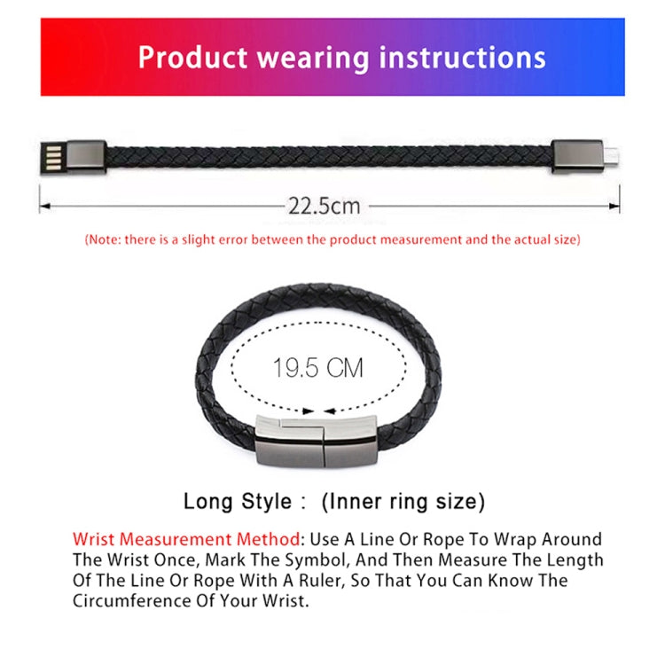 XJ-26 3A USB vers Micro USB Creative Bracelet Câble de données Longueur du câble : 22,5 cm (Noir)