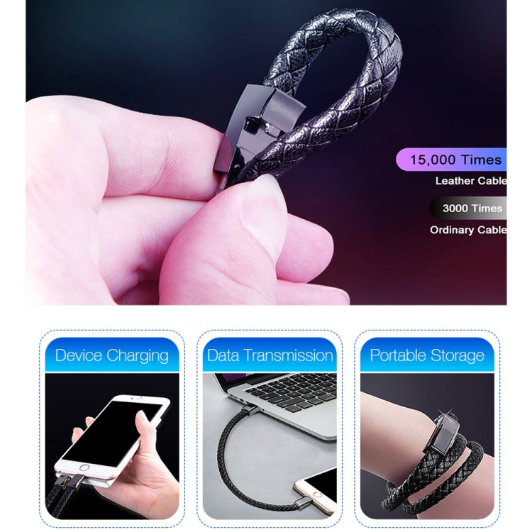 XJ-28 3A USB to 8 PIN Creative Wristband Data Cable Cable length: 22.5cm (Black)