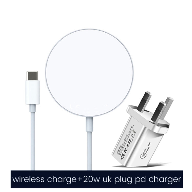 XJ-31 2 in 1 15W Magnetic Wireless Charger + PD 20W USB-C/Type-C Travel Charger Set for iPhone 12 Series Plug Size: UK Plug