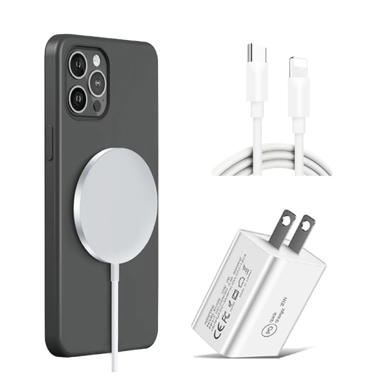 XJ-32 Charge d'aspiration magnétique 3 en 1 15 W Whiddrids + Charge de voyage PD 20 W USB-C / Type-C + Câble de charge rapide USB-C / Type-C à 8 broches pour la série iPhone Taille de la prise : US MATCH