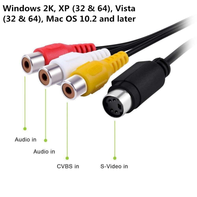 Cable USB a RCA 60+ Compatible con Vista 64 / Win 7 / Win 8 / Win 10 / Mac OS