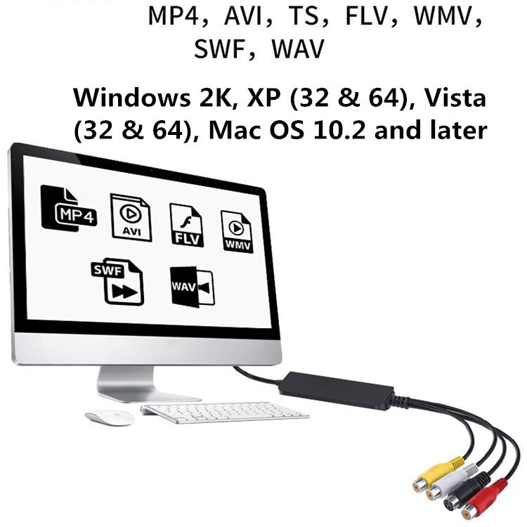 Câble USB vers RCA 60+ Compatible avec Vista 64 / Win 7 / Win 8 / Win 10 / Mac OS