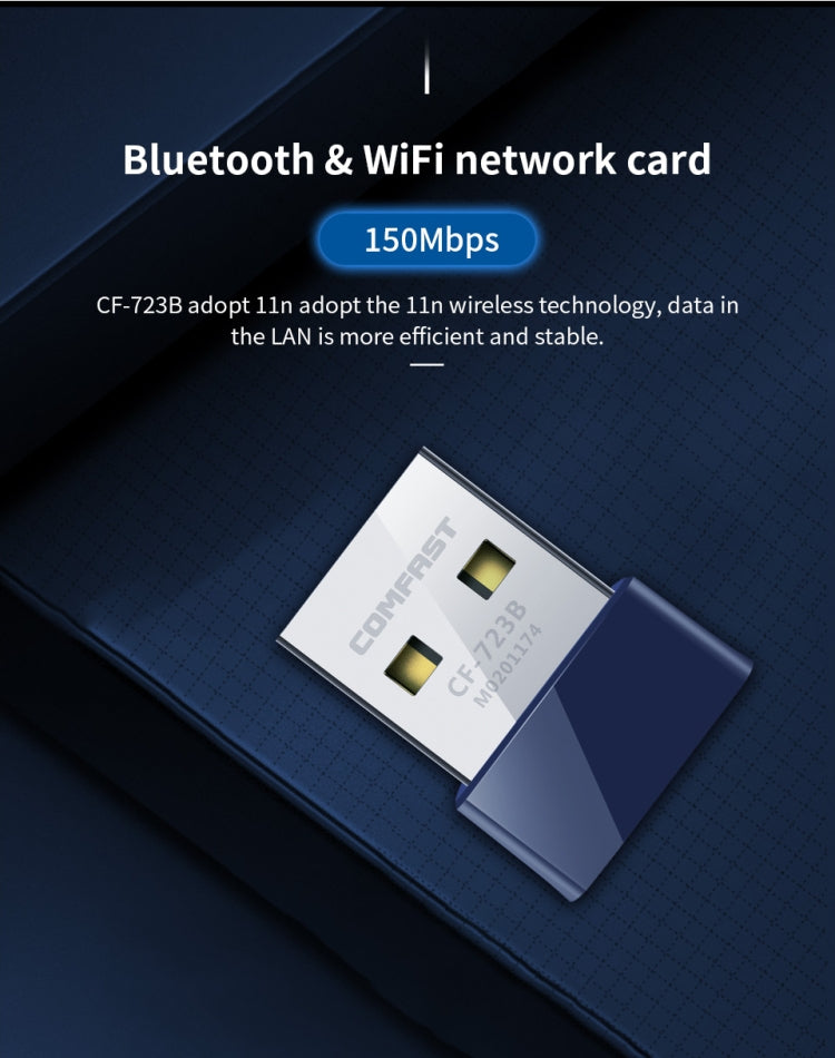 COMFAST CF-723B Mini 2 en 1 USB Bluetooth WiFi Adaptador 150Mbps Receptor de Tarjeta de red Inalámbrica