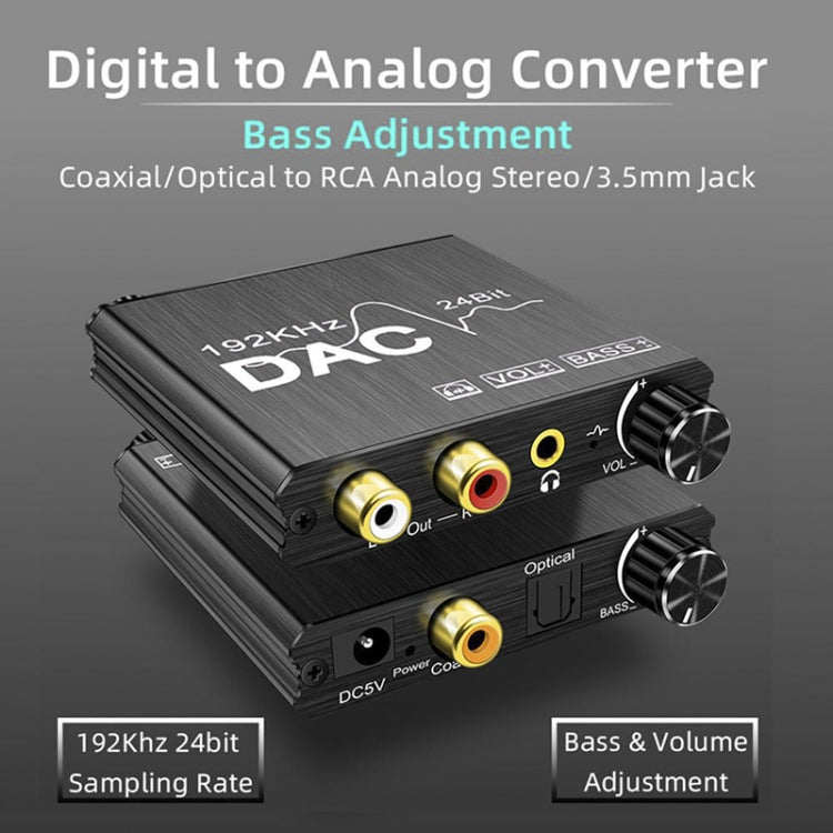 Digital to Analog Audio Converter DAC Stereo Extractor Optical Amplifier SPDIF 192Khz 24Bit