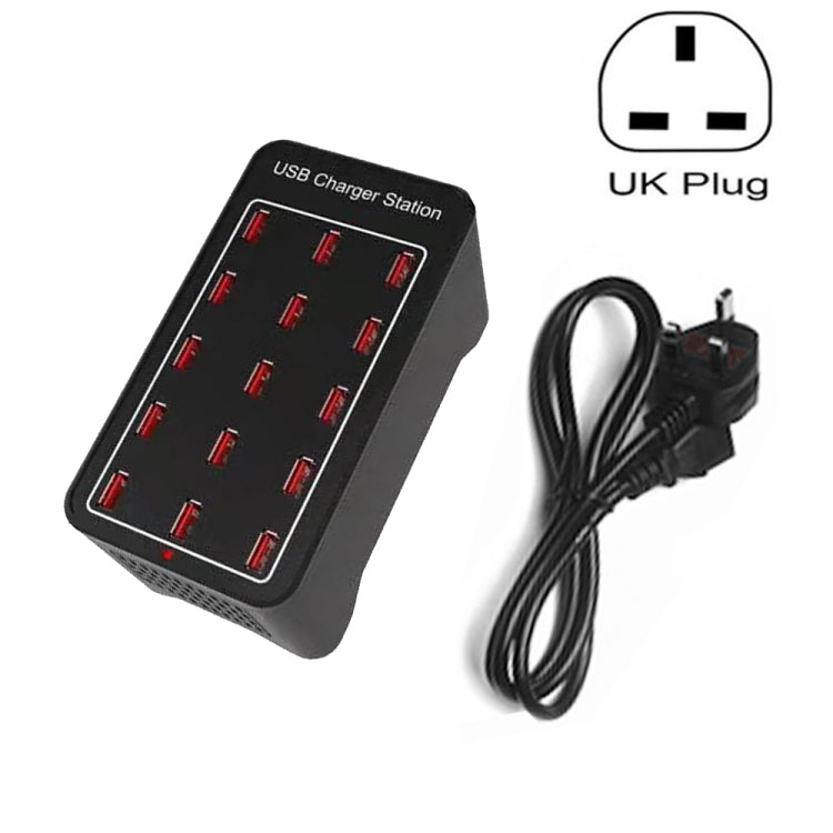 XLD-A7 100W 15 Ports USB Chargeur Rapide Chargeur Chargeur Intelligent AC 100-240V Taille de Prise: Prise UK