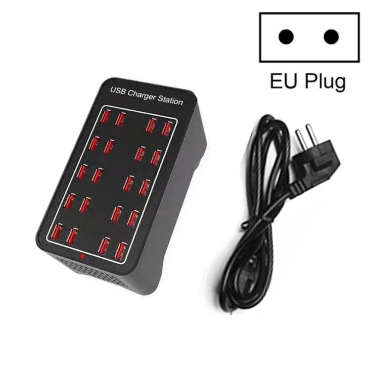 100W 20 ports USB Station de charge rapide Chargeur intelligent AC 100-240V Taille de la prise: Prise UE