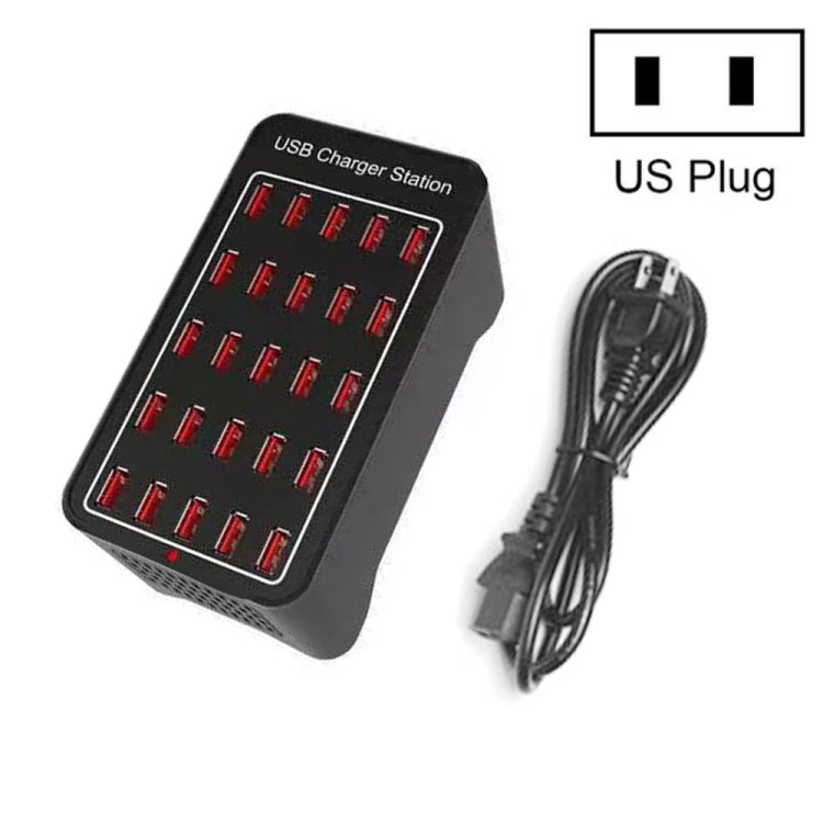 150W 25 USB Ports Fast Charger Station Smart Charger AC 110-240V Plug Size: US Type