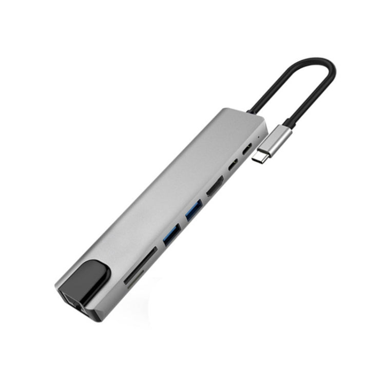 Alliage d'aluminium 8 en 1 MultiD HD USB 3.0 Adaptateur de concentrateur USB-C chargeant l'adaptateur de lecteur de carte SD PD et TF RJ45 pour MacBook Pro Air