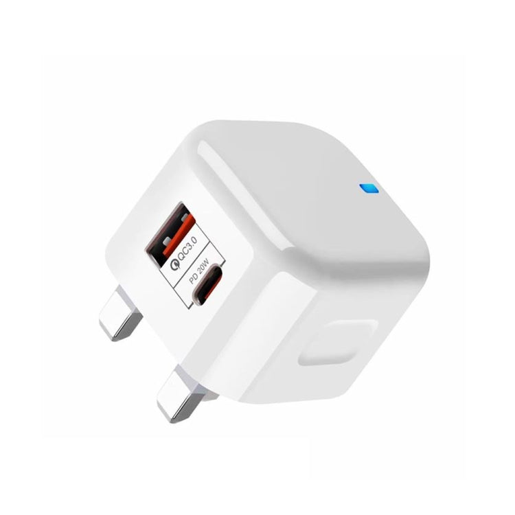 YSY-6087PD 20W PD3.0 + QC3.0 Dual Fast Charging Travel Charger with Type-C to Type-C Data Cable UK PLUG