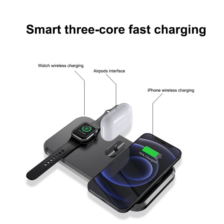 UV-06 3 en 1 double chargeur sans fil pliable pour iPhone Watch Airpods 1/2/Pro