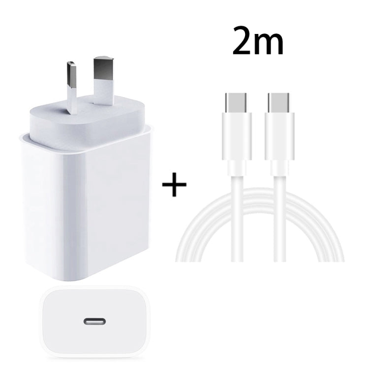 20W PD 3.0 Travel Fast Charger Power Adapter with USB-C / TYPE-C TO Type-C Fast Charging Cable Data Cable AU Plug (2M)