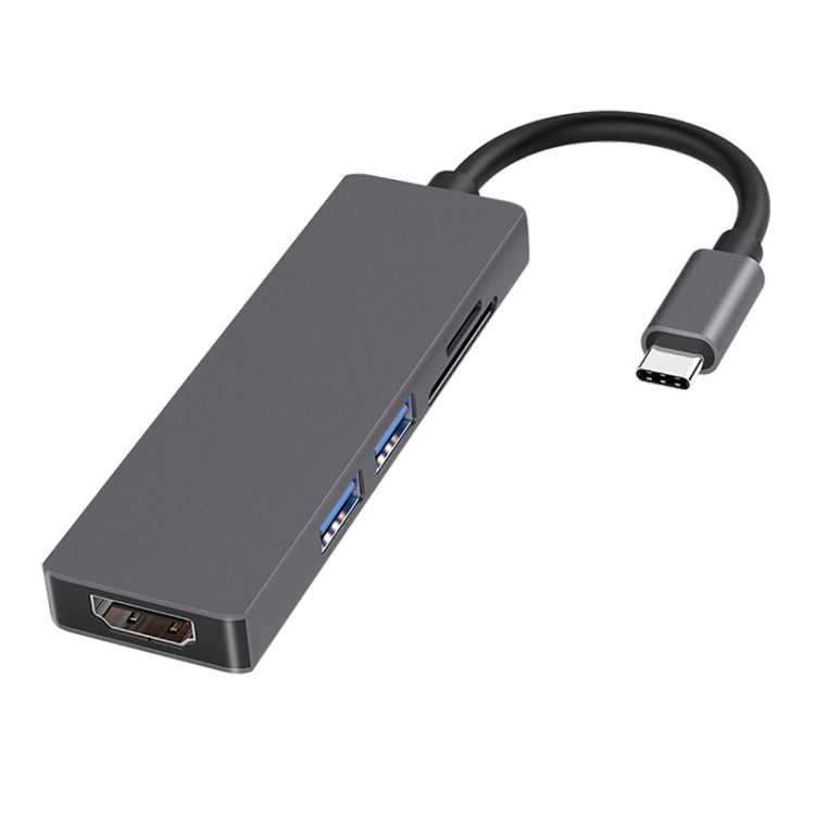5 en 1 Type-C vers HDMI + 2 x USB 3.0 + Adaptateur de fente pour carte SD / TF