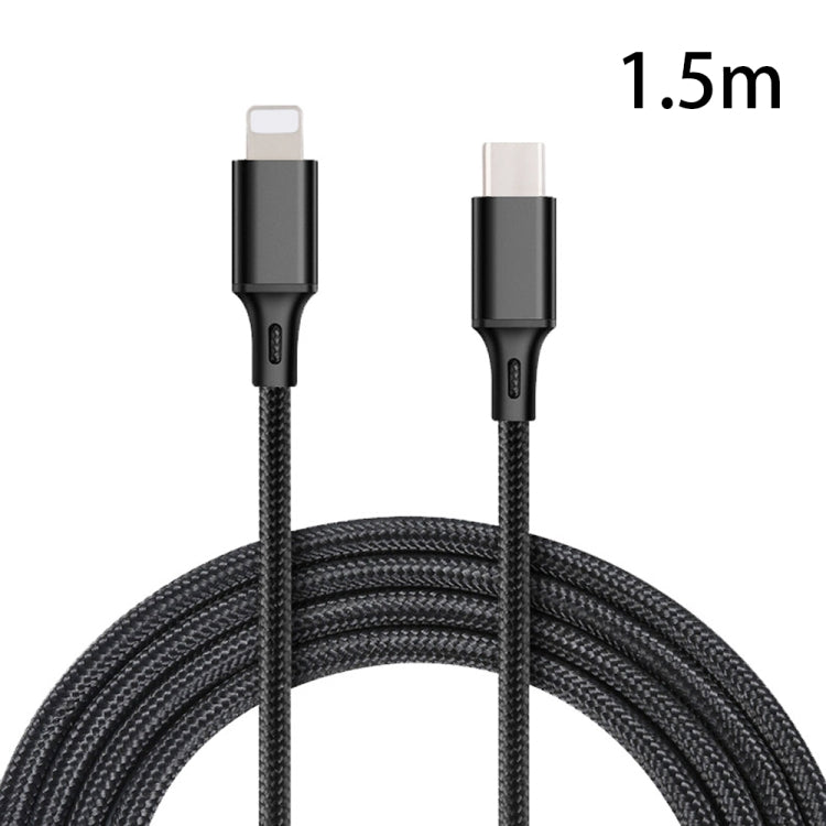 PD 18W USB-C / TYPS-C to 8 PIN Nylon Braided Data is suitable for IPHONE / IPAD series Length: 1.5m (Black)
