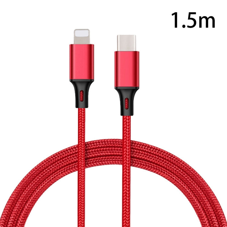 PD 18W USB-C / TYP-C A 8 PIN Cable de Datos trenzado de Nylon es adecuado para la serie IPHONE / IPAD Longitud: 1.5 m (Rojo)