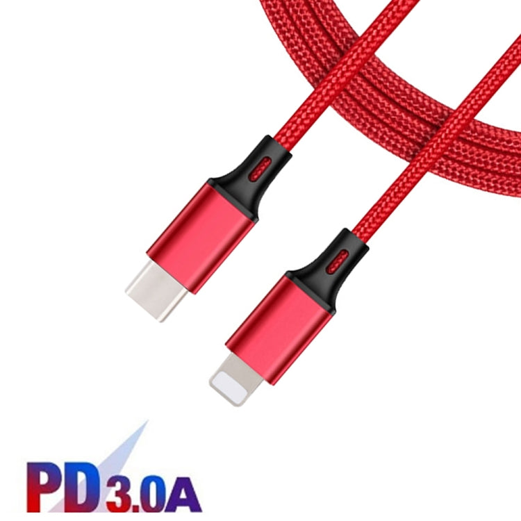 PD 18W USB-C / TYP-C A 8 PIN Cable de Datos trenzado de Nylon es adecuado para la serie IPHONE / IPAD Longitud: 1.5 m (Rojo)