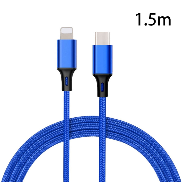 Le câble de données tressé en nylon PD 18W USB-C / TYPE-C à 8 broches convient aux séries IPHONE / IPAD Longueur: 1,5 m (Bleu)