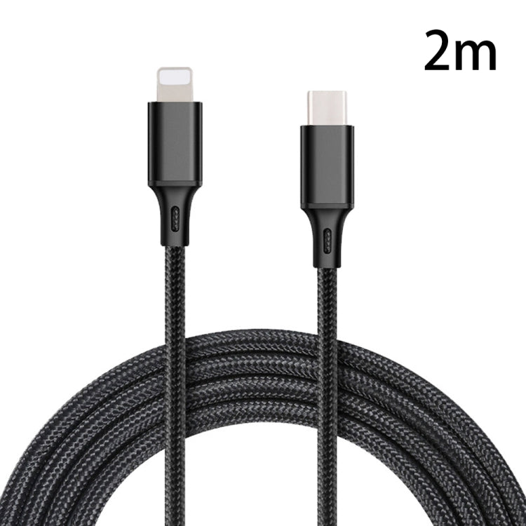 Le câble de données tressé en nylon PD 18W USB-C / TYP-C TO 8 PIN convient aux séries IPHONE / IPAD Longueur: 2M (Noir)