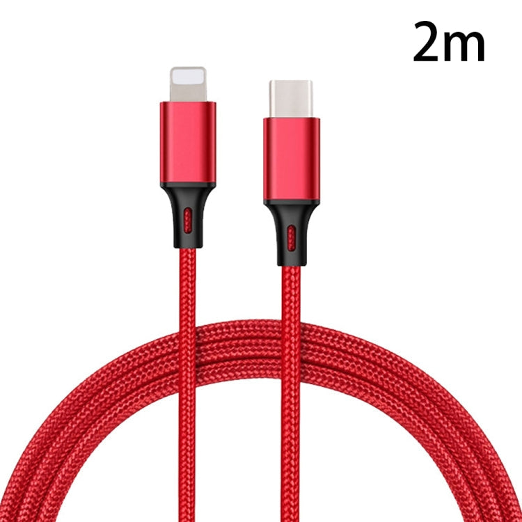 PD 18W USB-C / TIPS-C TO 8 PIN Nylon Braided Data is suitable for IPHONE / IPAD series Length: 2m (Red)
