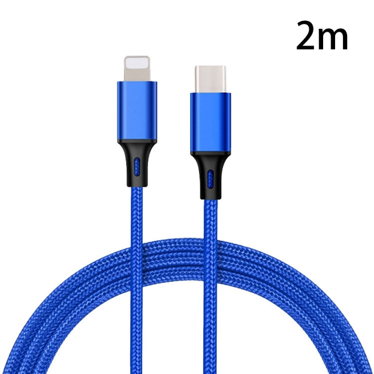 PD 18W USB-C / TYP-C TO 8 PIN Nylon Braided Data Cable is suitable for iPhone / iPad series length: 2m (Blue)