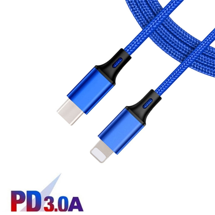 PD 18W USB-C / TYP-C A 8 PIN Cable de Datos trenzado de Nylon es adecuado para series de iPhone / iPad longitud: 2m (Azul)
