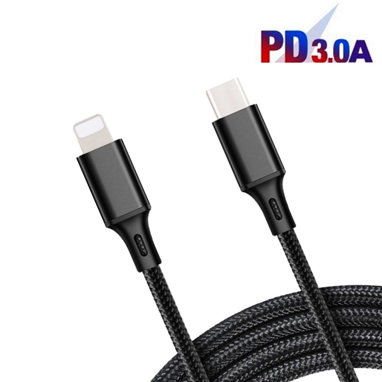 PD 18W USB-C / TYP-C TO 8 PIN Nylon Braided Data Cable is suitable for IPHONE / IPAD series Length: 2M (Black)