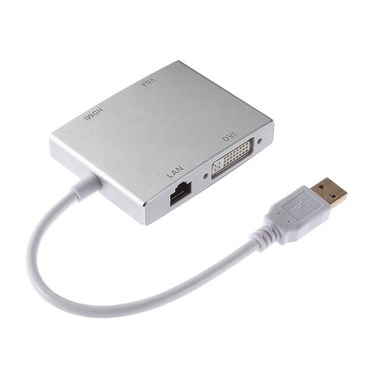 WS-03 4 in 1 USB 3.0 to VGA + HDMI + DVI + RJ45 Ethernet Network Card Converter