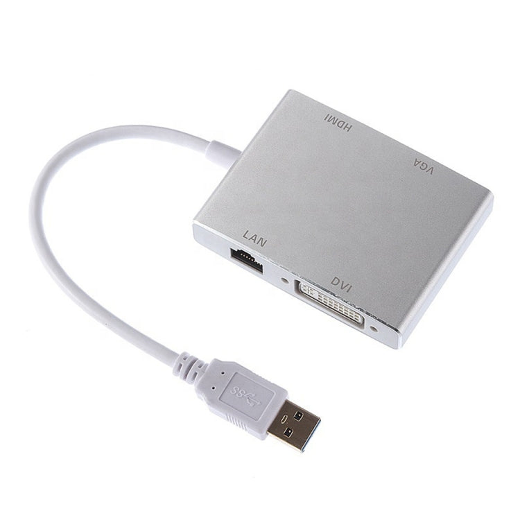 WS-03 4 in 1 USB 3.0 to VGA + HDMI + DVI + RJ45 Ethernet Network Card Converter
