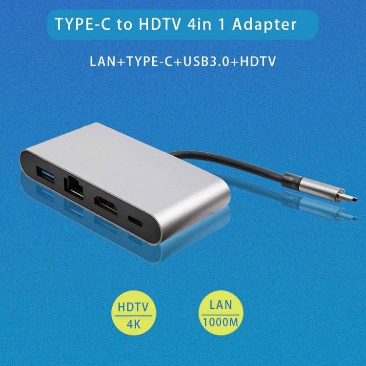 WS-07 TYPE-C 3.1 vers RJ45 + HDMI + USB3.0 + PD 4-IN-1 Convertisseur d'accueil multifonctionnel