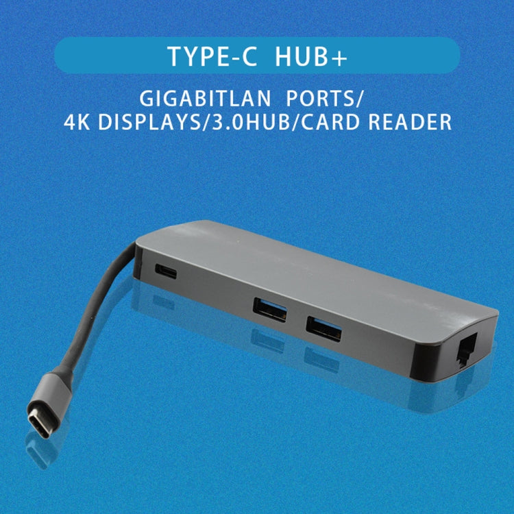 WS-11 8 en 1 Type C vers HDMI + VGA + SD + TF + RJ45 + PD + 2 x USB3.0 HUB Adaptateur Convertisseur