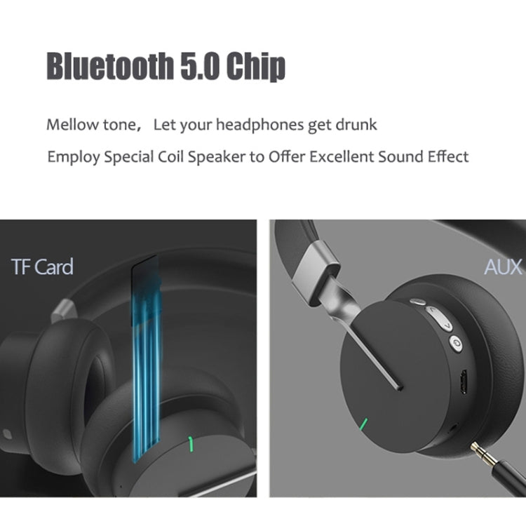 P3 Wireless 5.0 Super Bass HiFi Stereo Auriculares de juego con Micrófono soporte TF / FM / AUX (Negro)