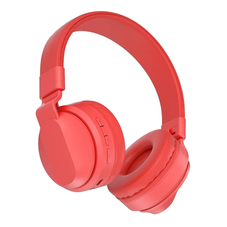 Bobo Kids Gift Bluetooth 5.0 Bass Noise Canceling Stereo Wireless Headphones with Mic Support TF Card / FM / AUX-IN (Red)