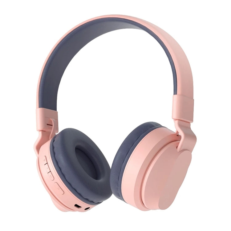 Bobo Kids Gift Bluetooth 5.0 Bass Noise Canceling Stereo Wireless Headphones with Microphone support TF CARD / FM / AUX-IN (Pink)