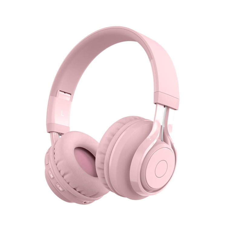 BT06C Cute Wireless Bluetooth 5.0 Headphones for Kids with LED Microphone SUPPPORT AUX-IN (PINK)