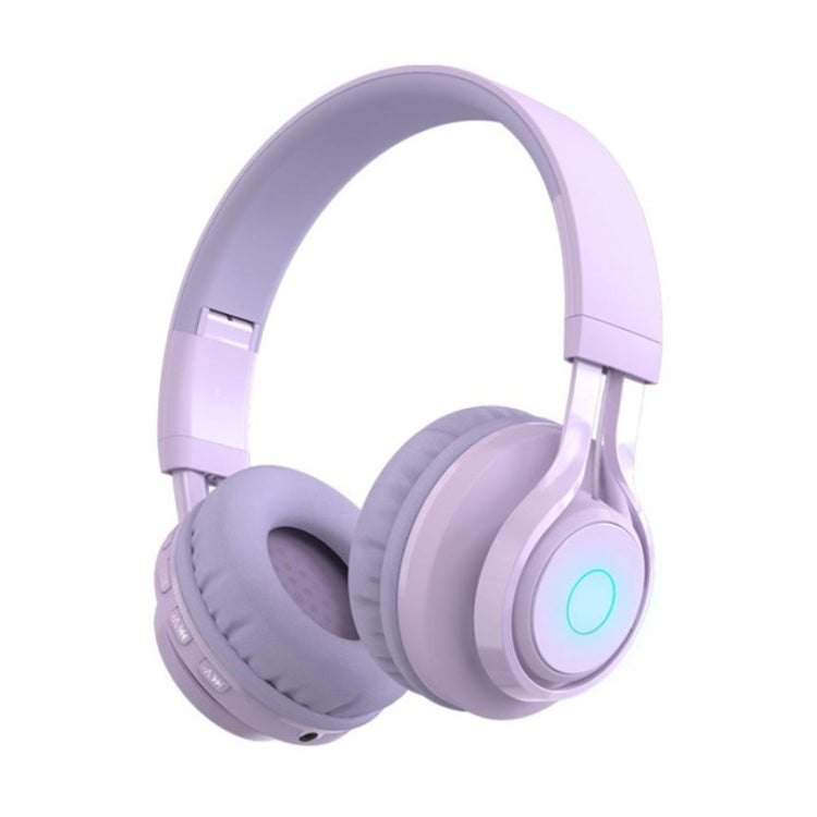 BT06C Cute Wireless Bluetooth 5.0 Headphone for Kids with LED Microphone SUPPPORT AUX-IN (PURPLE)