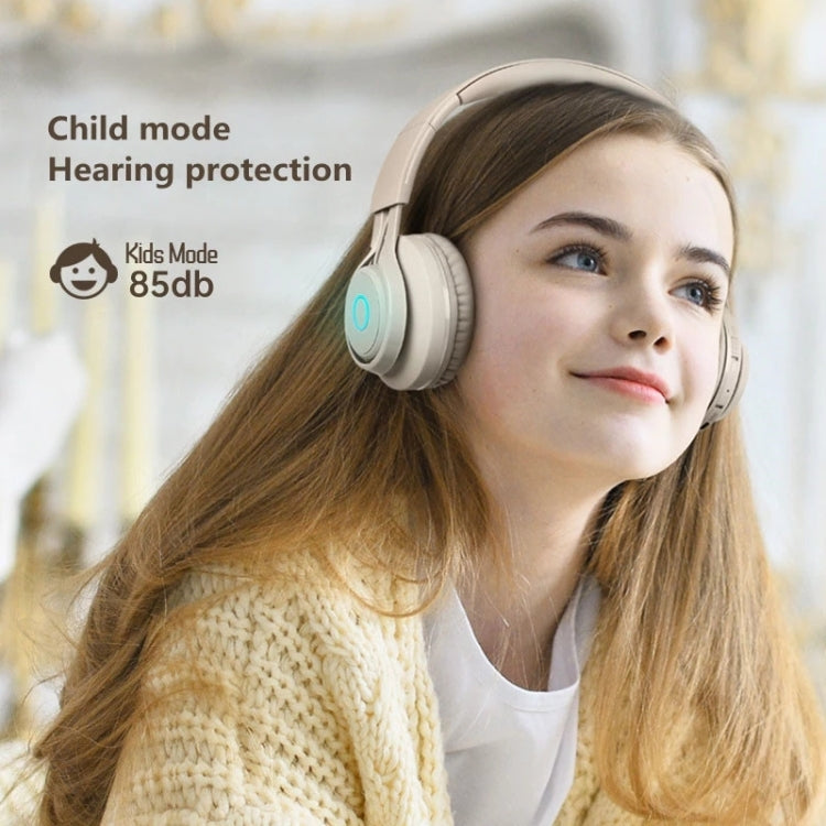 BT06C Lindo Auriculares Inalámbricos Bluetooth 5.0 para niños con Micrófono LED Support AUX-IN (albaricoque)