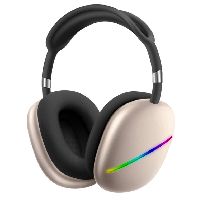 AUKZ MAX10 MAX10 RGB Bluetooth Wireless Bluetooth Headphones with Mic Support TF Card (Gold)